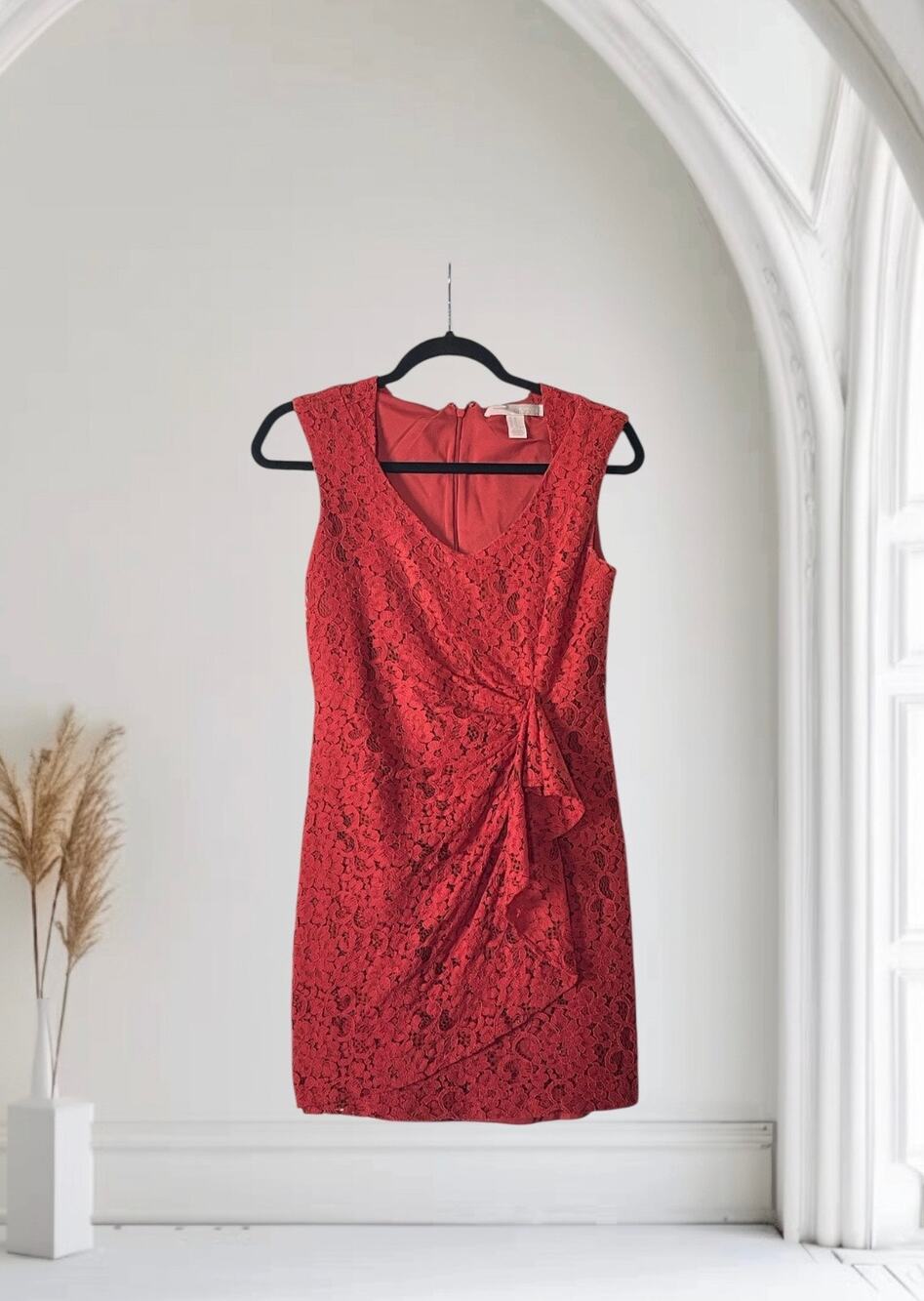 Forever 21 Dress Womens Red Brown Sleeveless Lace Overlay Lined X Small